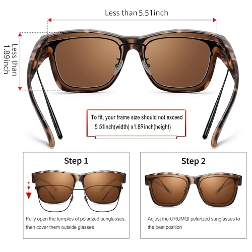 Image of URUMQI Polarized Sunglasses Fit Over Glasses for Men Women, Oversized Square Sun Glasses UV400 Protection