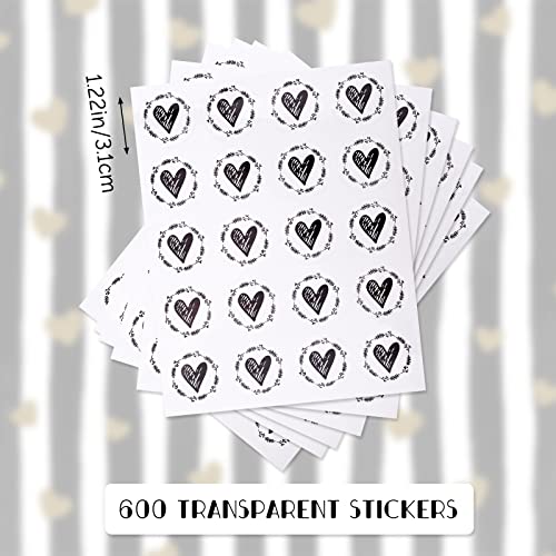 URROMA 30 Sheets Clear Heart Envelope Seals - Image 3