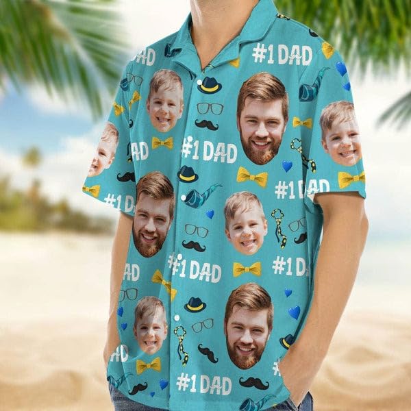 NAZENTI Custom Photo Dad Hawaiian Shirt - We Love You Dad