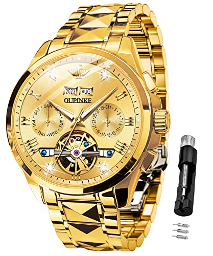 Montre automatique squelette OUPINKE en acier tungstène inrayable