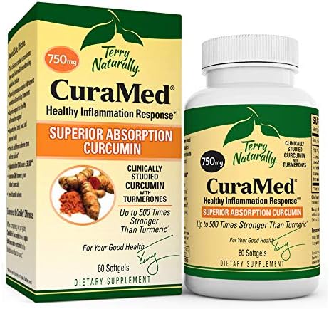 Terry Naturally CuraMed 750 mg - 60 Softgels - Superior Absorption BCM-95 Curcumin Supplement , Promotes Healthy Inflammation Response - Non-GMO , Gluten-Free , Halal - 60 Servings