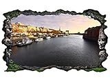 3D Wandtattoo Skyline Bremen Hafen Fluss Stadt Bild selbstklebend Wandbild Wandsticker Wohnzimmer Wand Aufkleber 11G640, Wandbild Größe F:ca. 97cmx57cm