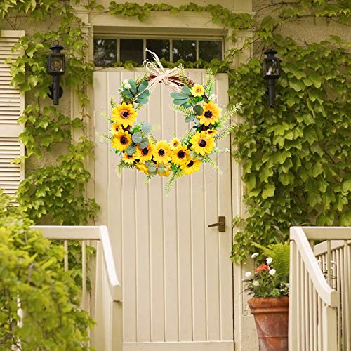 image for TropBox Artificial Sunflower Wreath, Easter Decor Garland, Spring Summ