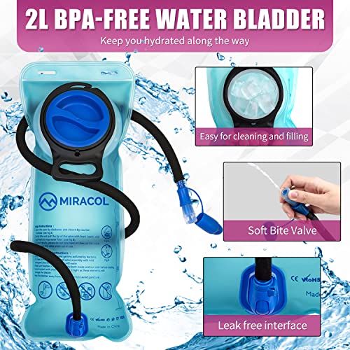 Miracol Hydration Backpack With 2L Water Bladder, Insulated Water Backpack Keeps Liquid Cool Up To 4 Hours, Perfect Trail Gear Pack For Running, Canyon Hiking, Cycling, Camping, Biking #TOP4