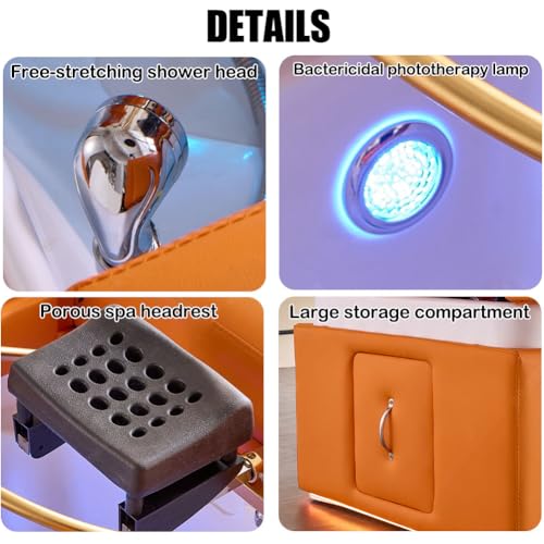 MegLob Head Spa Bed, Japanese Shampoo Bed & Electric Lift Massage Table-in-1, Professional Beauty Salon Shampoo SPA Bed, with Foot Bath Fumigator/Spa Basin/Water Cycle, Head Spa Equipment,Green - Image 8