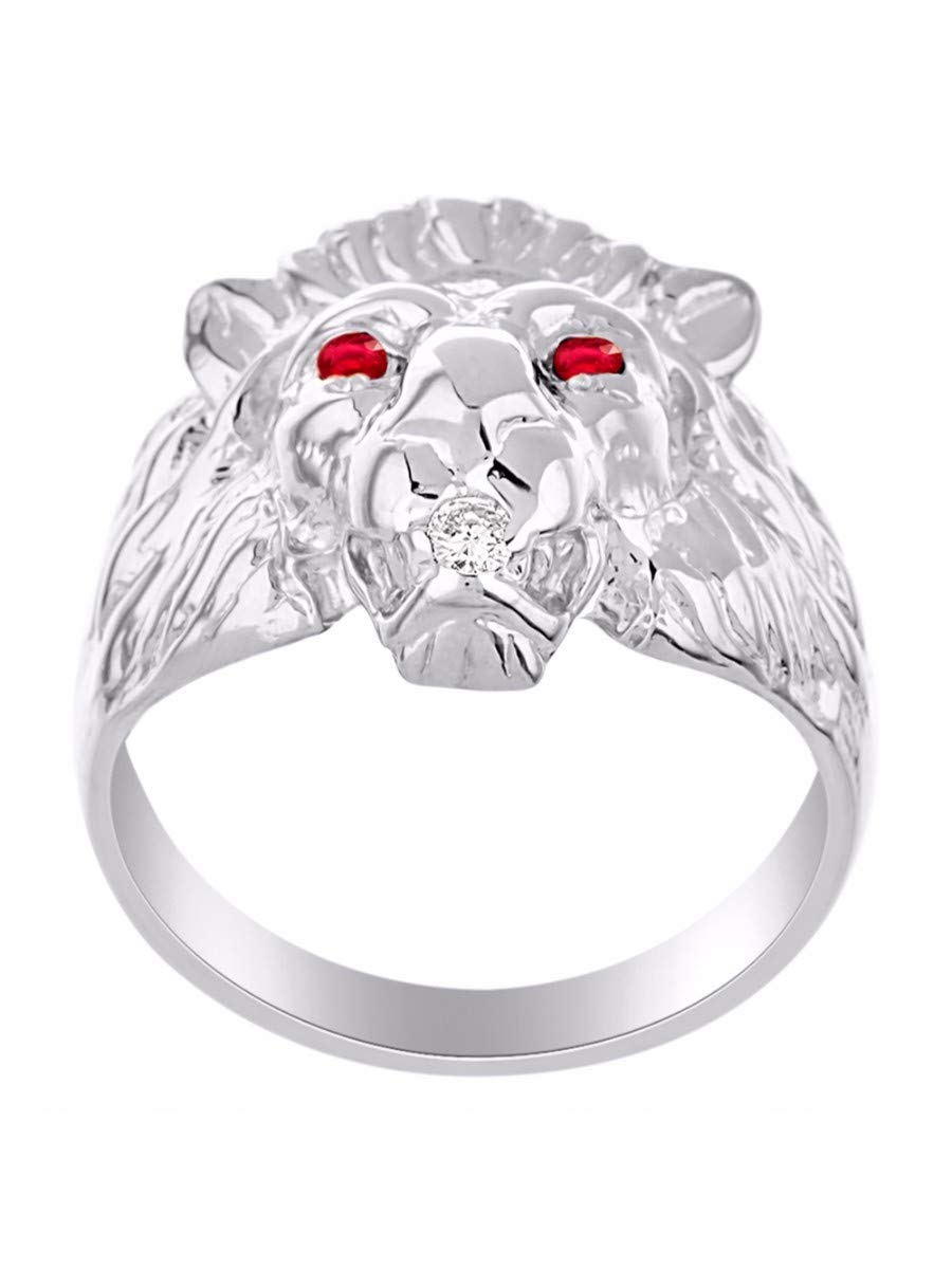 Amazing Conversation Starter Ring mit echten natürlichen Diamanten und wunderschönem Rubin-, Saphir- oder Smaragd-Löwenkopf-Ring