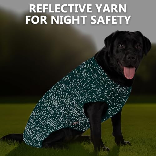 Image of KYEESE Reflective Yarn Dog Sweater for Medium Dogs Thick Knit Pullover | Reflective for Visibility, Leash Hole for Walk, Stretchy Fit, Lightweight & Warm, Gentle on Sensitive Skin, Winter Daily Wear