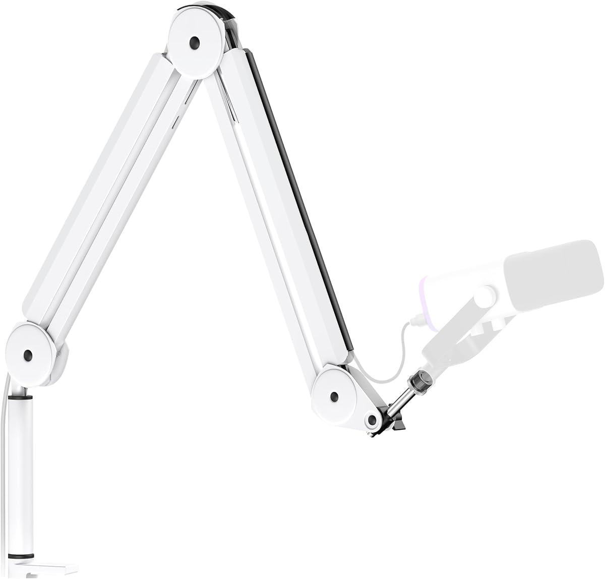 Mic Arm Microphone Boom Arm Cable Management for Blue Yeti, White | Desk Mount, for Shure Fifine, Professional Appearance, Extendable, Horizontal Reach 32.3", 3.5 lb Weight Capacity, Heavy-Duty