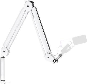 InnoGear Mic Boom Arm Microphone Stand Cable Management for Blue Yeti FIFINE AM8 K669B HyperX QuadCast S SoloCast AT2020 and Other Microphone, White