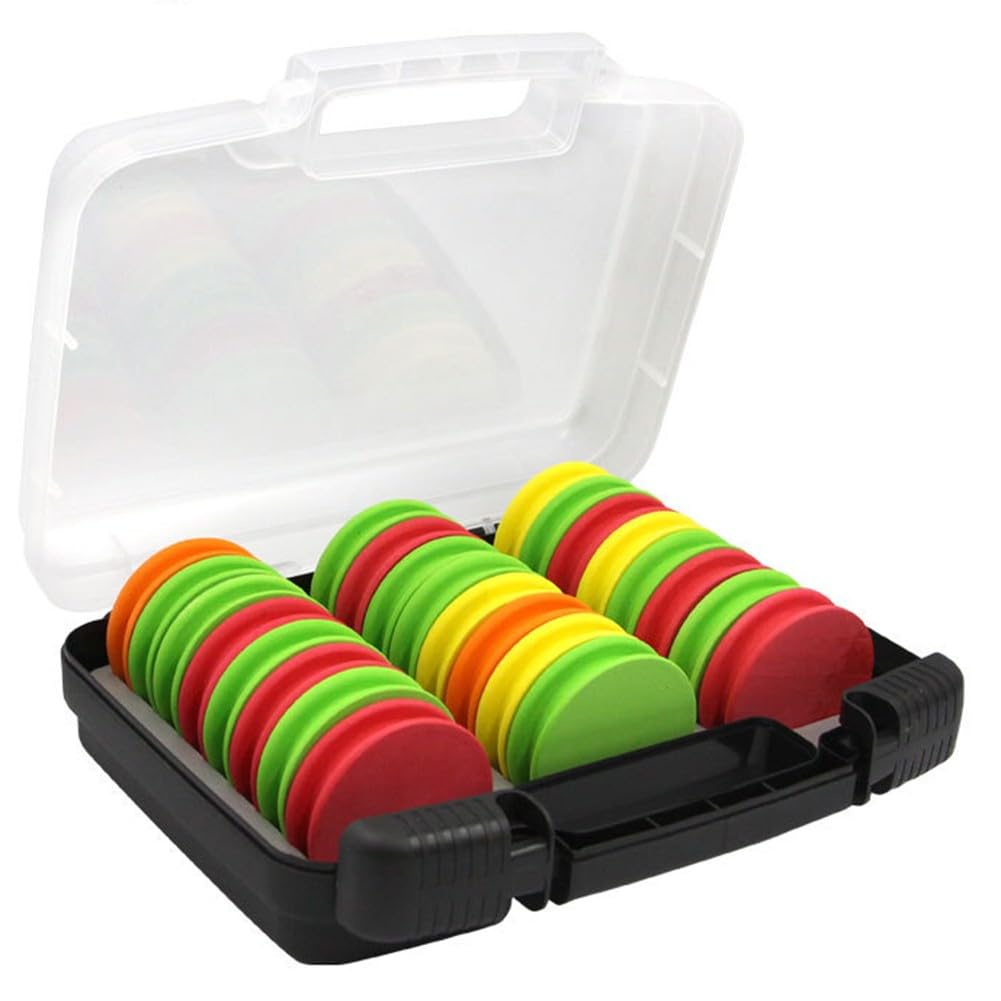 Helilyco 24pcs EVA Foam Fishing Line Winder Set with Pins, 65x17mm High-Density Spools for Prevention, Mixed Color Rig Winders in ABS Box