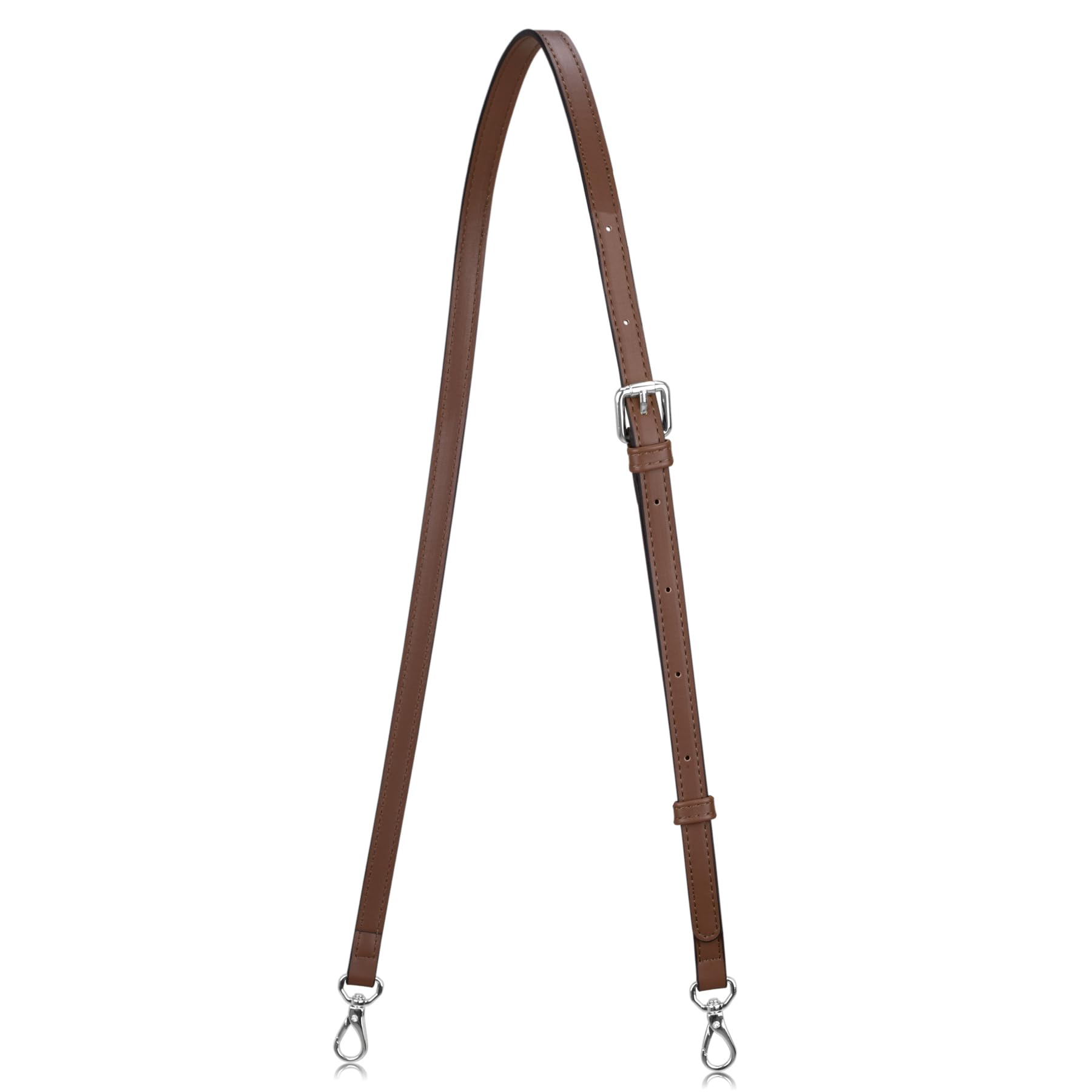 Allzedream Leather Purse Strap Replacement Crossbody Handbag Long Adjustable (Dark Brown, Silver Hardware)