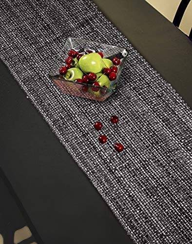 Urban Villa Table Runner 100%Cotton Two Tone Tablerunner Home Kitchen Dining Décor Table Runner 14''X72'' Black/White Table Runner With Fringes Cocktail Party Wedding Bbq's Everyday Use Table Runner #TOP1