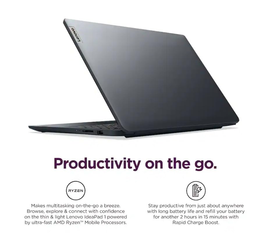 Lenovo IdeaPad 1 15.6" FHD Slim Thin Light Laptop Computer,with Lifetime Office,AMD Ryzen 5 7520U, 8GB LPDDR5,1TB SSD, Windows 11 ProWiFi 6, 9Hr Battery Life,Abyss Blue, Windows 11 Pro