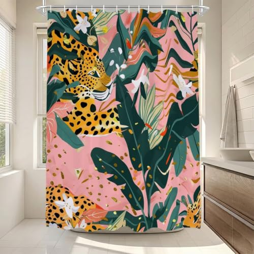Rideau de douche 150x170cm imprimé léopard en polyester imperméable - 3