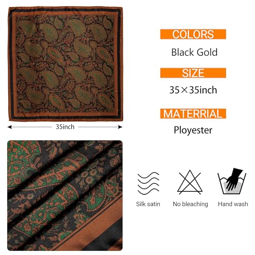 Stlvoll 43” Large Square Satin Head Scarf for Women Silk Scarfs Hair Bandanas Like Neck Scarf Hair Sleeping Wraps4