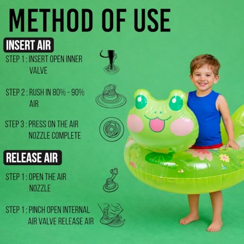 Image of Airavat Floats for Pool, Inflatable Pool Floats Swimming Ring, Swimming Float for Junior, Inflatable Floater, Water Float for Kids Swimming Pool Beach Summer Water Float Party Outdoor (Green Frog)