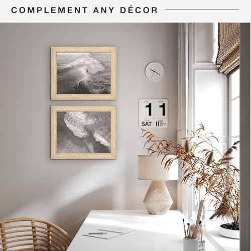 MCS Studio Gallery 8.5x11 Picture Frame Natural Woodgrain, Rectangle Photo Frame for Photos, Posters & Art Prints & Easel for Tapletop Display (2-Pack)