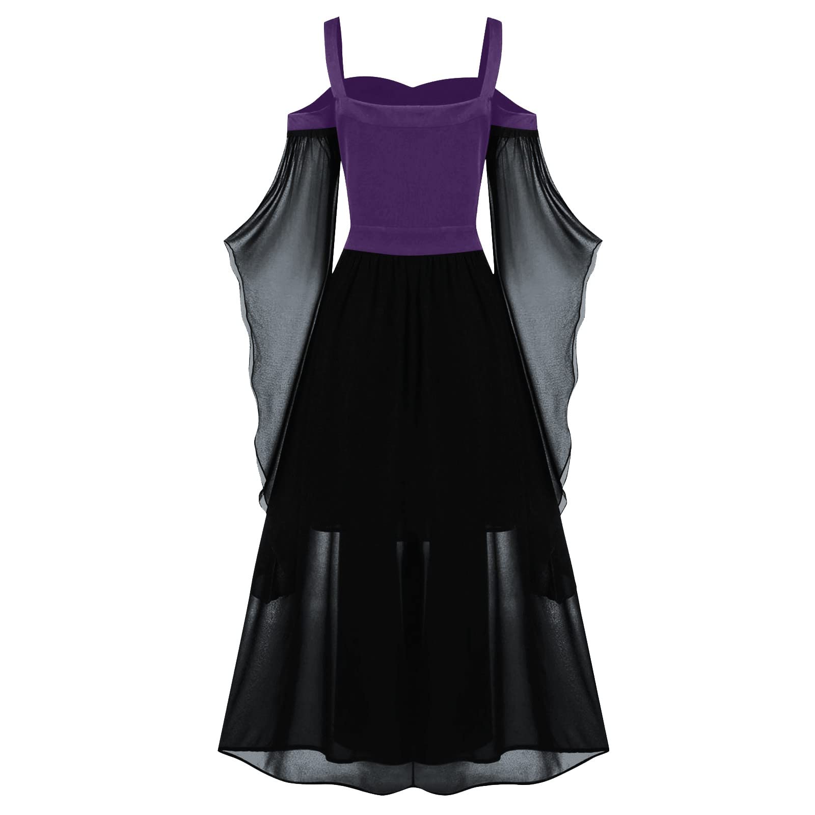 Renaissance-Gothic-Kleid für Damen, Halloween-Kostüm, schulterfrei, Spitze, Trompetenärmel, mittelalterliches Steampunk-Kleid