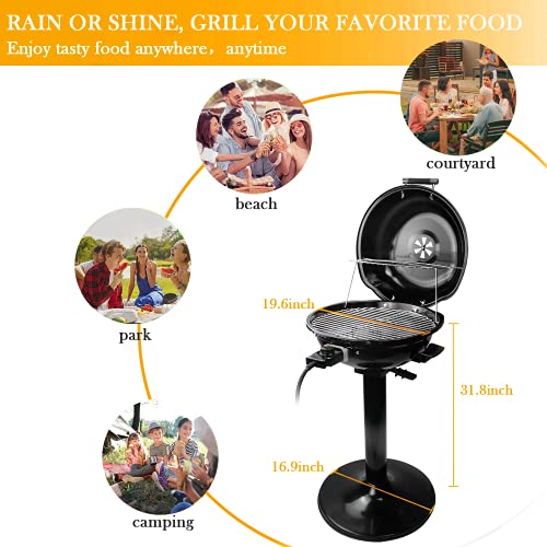 Electric Bbq Grill Techwood 15-Serving Indoor/Outdoor Electric Grill For Indoor & Outdoor Use, Double Layer Design, Portable Removable Stand Grill, 1600W (Stand Black Bbq Grills) #TOP2
