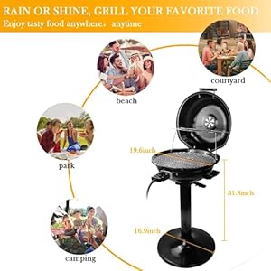 Electric BBQ Grill Techwood 15-Serving Indoor/Outdoor Electric Grill for Indoor & Outdoor Use, Double Layer Design, Portable Removable Stand Grill, 1600W (Stand Black BBQ Grills) Electric BBQ Grill Techwood 15 Serving IndoorOutdoor Electric Grill for Indoor Outdoor Use Double Layer Design Portable Removable Stand Grill 1600W Stand Black BBQ Grills