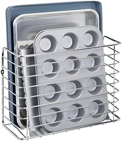 mDesign Kitchen Storage Basket - Practical Kitchen Accessories for Easy Storing - Quality Wire Hanging Basket Suitable for Tin Foil, Wax Paper, and More - Chrome/Silver
