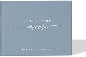 Personalized Dusty Blue Wedding Guest Book with Polaroid Slots