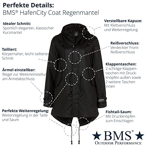 BMS Regenmantel 100% wasserdicht - schwarz - 38