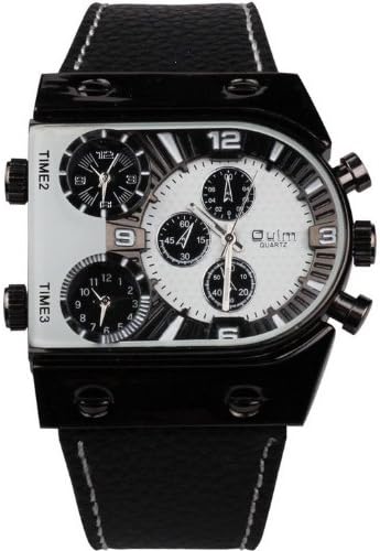 Three Time Zone Display Quartz Movement with Small Dials For Decoration Purpose Only Wrist Watch White