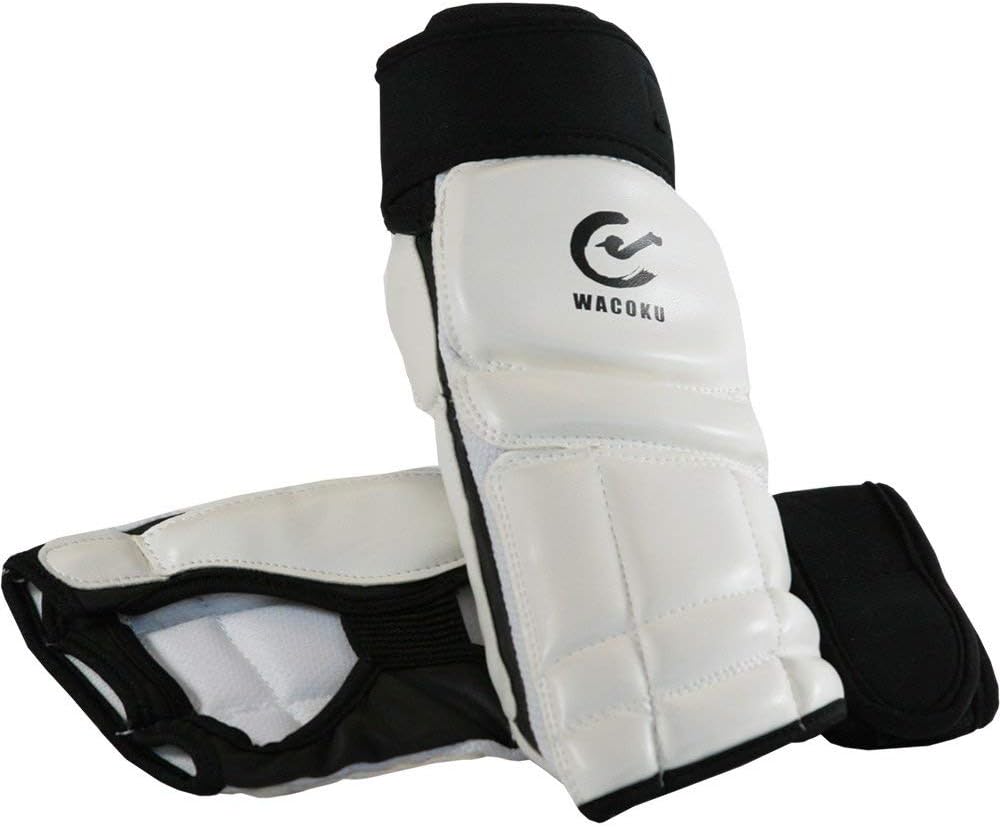WACOKU Taekwondo White Competition Sparring Instep Foot Guards - XS