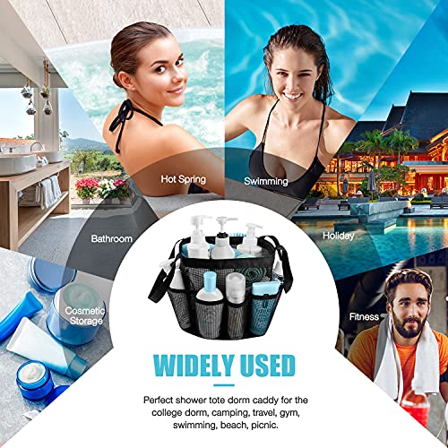 Ndeno, Mesh Shower Caddy Basket Portable For College Dorm Room Essentials, Bath Caddy Shower Bag Organizer Tote 8 Storage Pockets For Camping, Travel (1Pc, Black) #TOP4