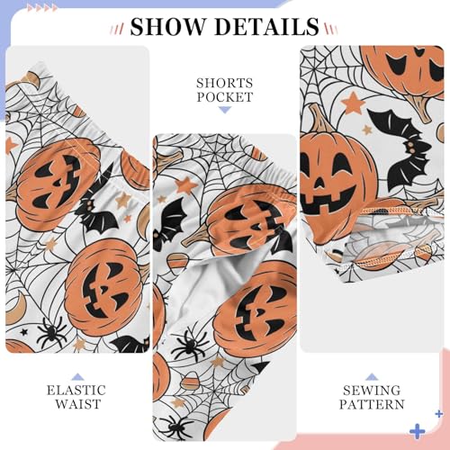 Pumpkin Spider Moon Boys Long Pants Soft Trousers Elastic Waist Kids Lounge Bottoms with Pockets S-XL4