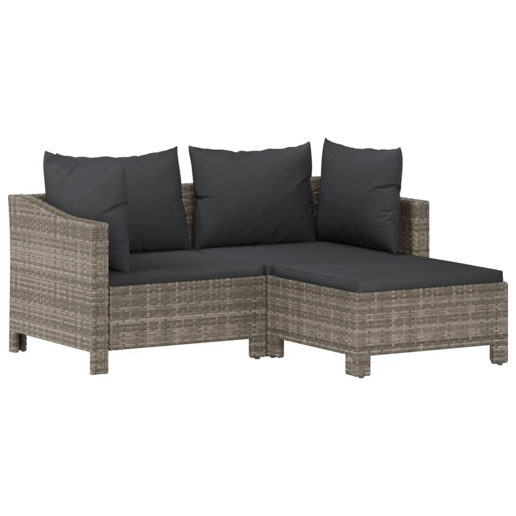 Set Divani da Giardino 6 pz con Cuscini in Polyrattan Grigio per Esterni Lounge Tavolo Sedia Relax Modulare Resistente per Terrazza Balcone Patio Veranda Arredo Outdoor