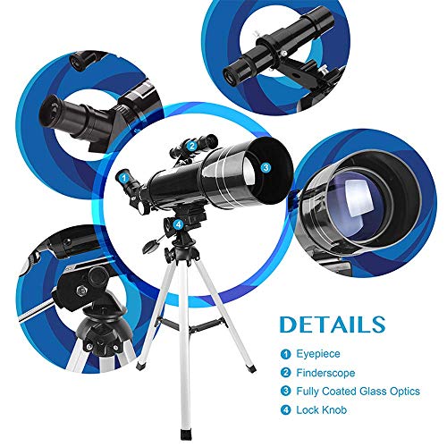 Telescopio Refractor Astronómico 70mm 400mm con Trípode y Soporte para Smartphone miniatura 6