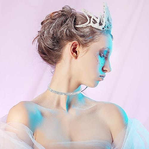 Yolev Choker Silber 2 Drainage Diamant Halsketten Silberne Strass Choker Halskette Funkelnde Kristall Halsband Damen Schmuck Hochzeit Party Abschlussball Accessoires für Braut Mädchen