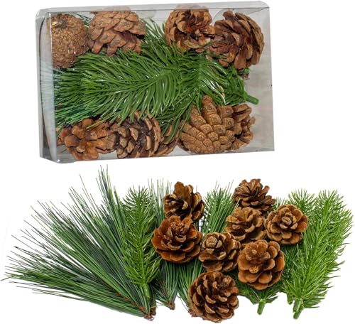 Christmas Vase Filler Filler Floating Pearls Pine Cones for Decorating Artificial Red Berries Balls Faux Pine Needles Branches Tree Decoration Decorative Bowl Fillers for Centerpieces…