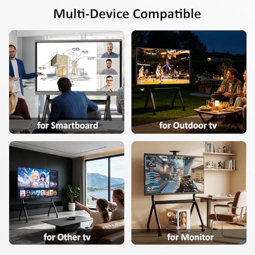 Image of Smart Board Stand for 55-86 Inch Interactive Whiteboards, Adjustable Rolling TV Stand with 360Swivel Lockable Wheels, Suitable for Offices, Classrooms, Home and Other Workspaces