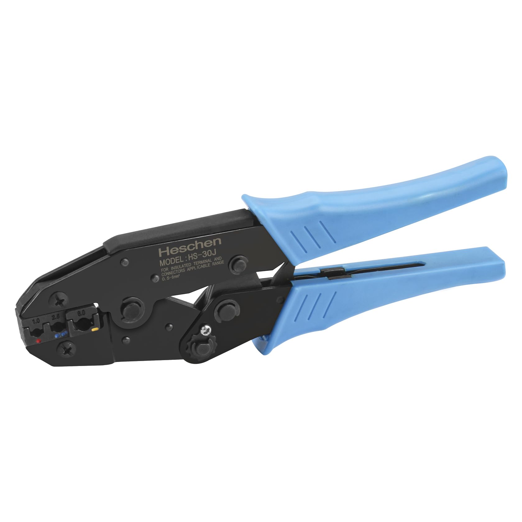 Ratchet Crimper Plier, Hs-30J, Insulated Cable Terminals Crimping Tools, Use For 1-2.5-6 Mmâ² (20-10 Awg), Blue 670534171967