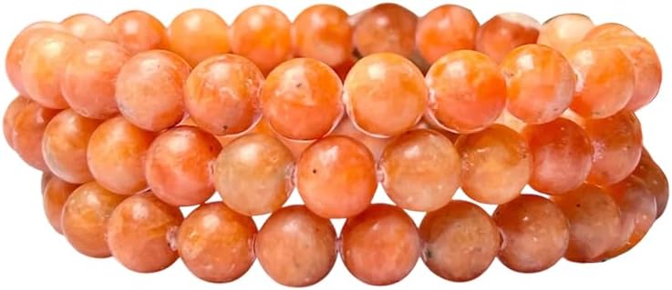 8mm Orange Calcite stone Round Beads Stretch Bracelet