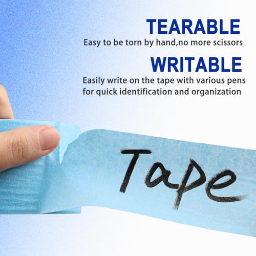 Image of Light Blue Painters Tape - 2 Inch Wide Sky Blue Masking Tape - Multi-Surface, Smart Adhesion, Indoor & Outdoor - Paint Tape for DIY, Labeling, Art, Car, General Purpose - 90FT Total