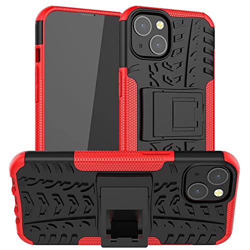Mobirush Polycarbonate iPhone 13 Kickstand Hybrid Desk Stand Back Case Cover for iPhone 13 - Red