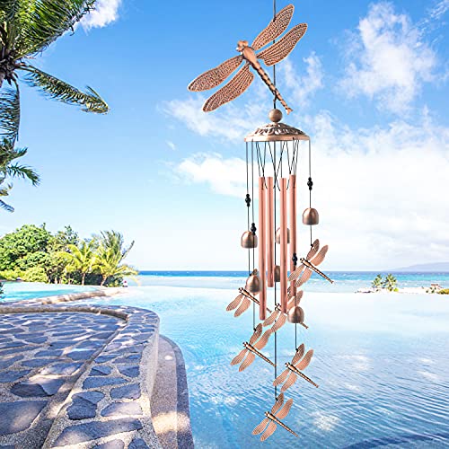 Dragonfly Wind Chimes, Gifts For Mom Copper Metal Dragonfly Chimes, Birthday Gifts, Gifts For Grandma Gifts For Women Gardening Gifts Dragonfly Gifts Sympathy Gifts #TOP3