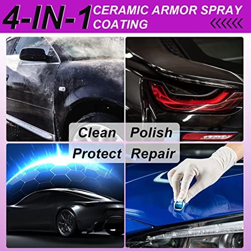 Spray do lakieru samochodowego 4 w 1, 100 ml, środek do usuwania zarysowań i bezwodnego środka do mycia samochodu, spray do powłoki ceramicznej, wosk nano w sprayu do polerowania samochodów, motocykli