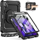 Timecity Case ONLY For iPad Air 5th Generation 2022/ iPad Air 4th Generation 2020, iPad air 10.9 inch case, Sturdy Protection Case with Screen Protector [360 Rotating Stand] Hand Strap,Black