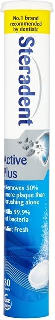 STERADENT TABLETS ACTIVE PLUS 30 Count (Pack of 1)