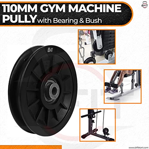 Image of B Fit ABS Plastic Gym Pulley with inbuilt Bearing and Bush- Heavy Duty Wheel Cable Gym Fitness Equipment Replacement 4 Pcs (110 MM-4 Pcs) | Gym Machine Attachment