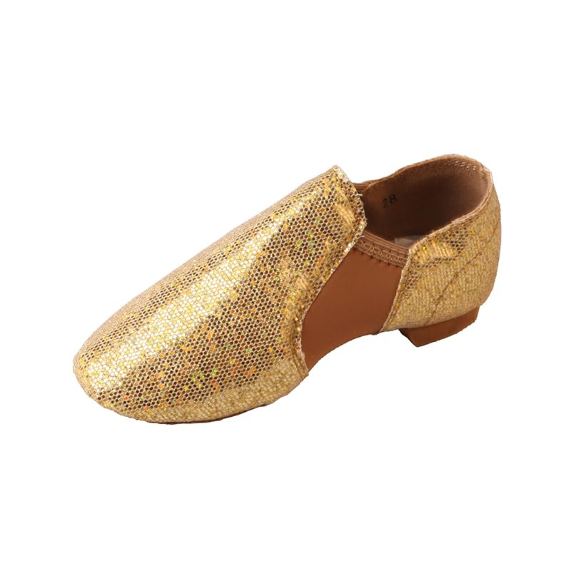 TMA EYES Golden Sequin PU Upper Slip-on Fashion Dance Shoes for Girl's(Golden,9)