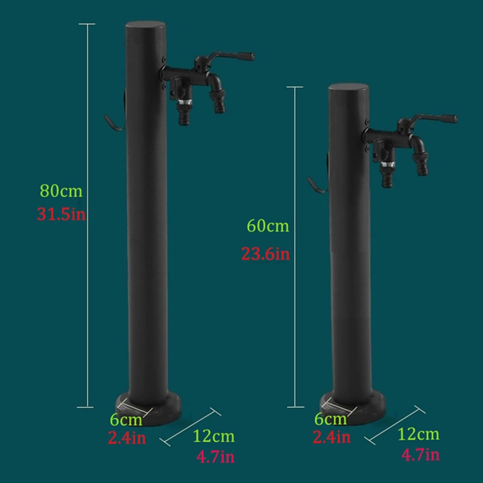 Genérico Columna de Agua de jardín de Acero Inoxidable de 60 cm con Grifo y Soporte para Manguera - Resistente a la corrosión y a Las heladas. Grifo Exterior para Patio, terraza y jardín.