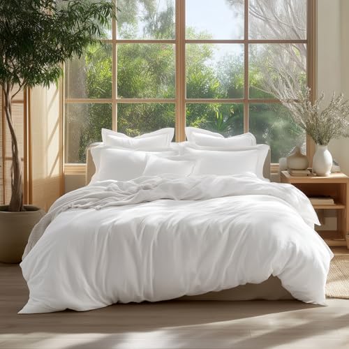 Bedsure 100% Washed Cotton Duvet Cover Queen Size - Natural White Minimalist Cotton Duvet Cover Linen Like for All Seasons - GentleSoft™ Plain Simple Bedding (Natural White, Queen, 90"x90") Bedsure 100% Washed Cotton Duvet Cover Queen Size - Natural White Minimalist Cotton Duvet Cover Linen Like for All Seasons - GentleSoft™ Plain Simple Bedding (Natural White, Queen, 90"x90")