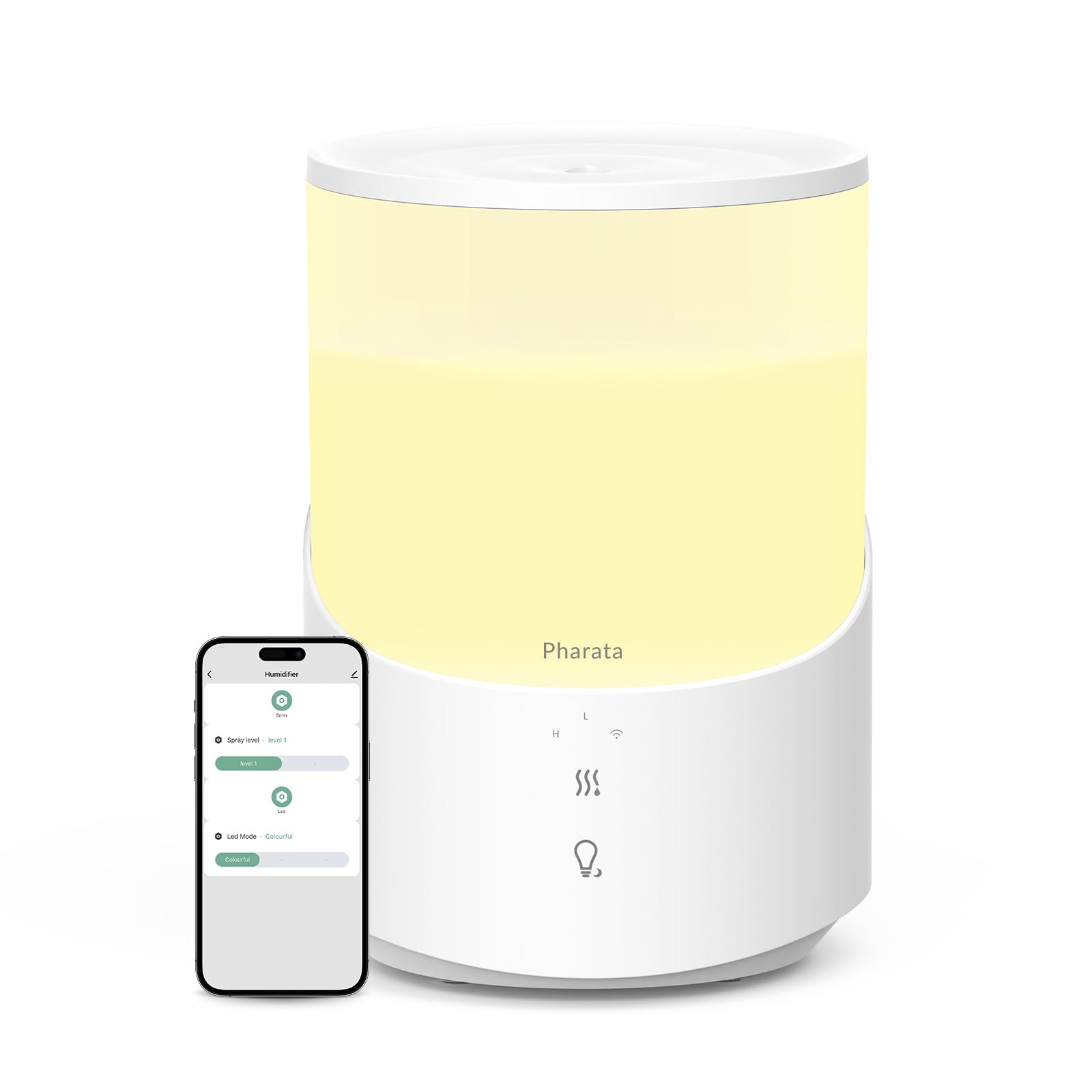 Smart Humidifiers for Bedroom, 2.5L Cool Mist Essential Oil Diffuser, Top Fill humidifier for Baby & Plant, Quiet Operation, for Home and Large Room, White