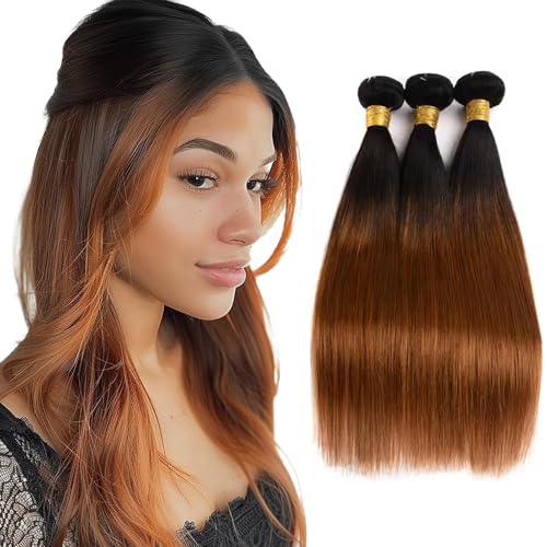 Ombre Brown Human Hair Bundles 1B30 Brown Straight...